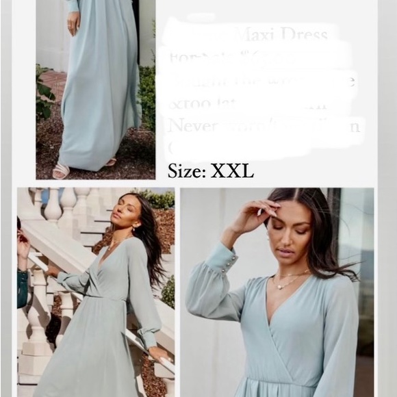 SOLD Bohme Dress Sage Green - Picture 5 of 6